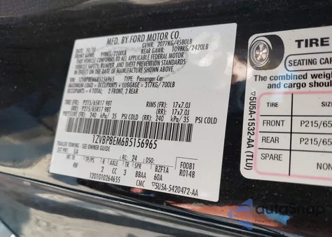 2011 Ford Mustang из США, поврежденный, VIN 1ZVBP8EM6B5156965